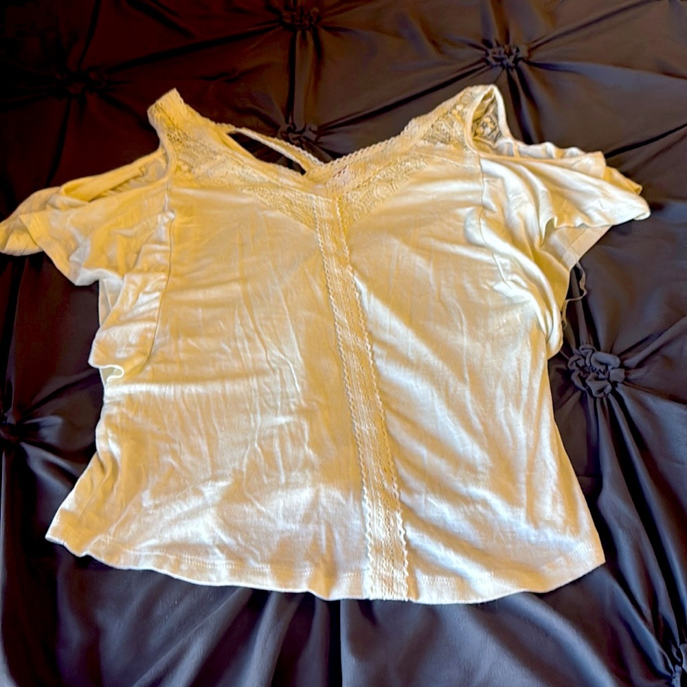 Cute cream cold shoulder top